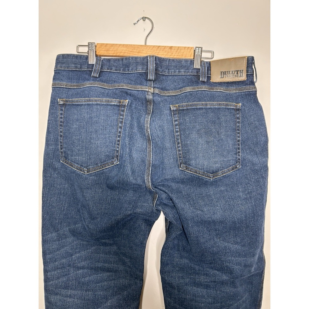 Duluth Trading Co Flex Ballroom Men's Blue Denim Jeans Relaxed Straight Stretch - Picture 3 of 9